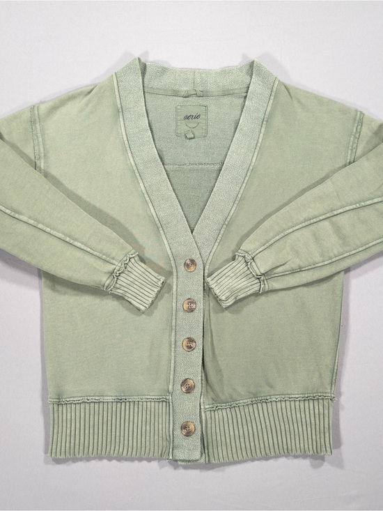 aerie Sweaters - Aerie Women's XXS Olive Green Fleece Cardigan Button Front Cozy Sweater Cabin